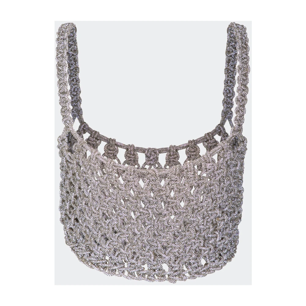 Hibourama Handgeweven Diamanten Top met Edelstenen Gray Dames