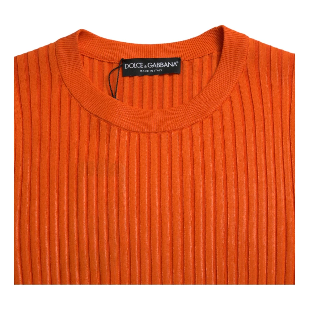 Dolce & Gabbana Round-neck Knitwear Orange Heren