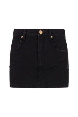 Denim Minikjol med ormbunksbroderi