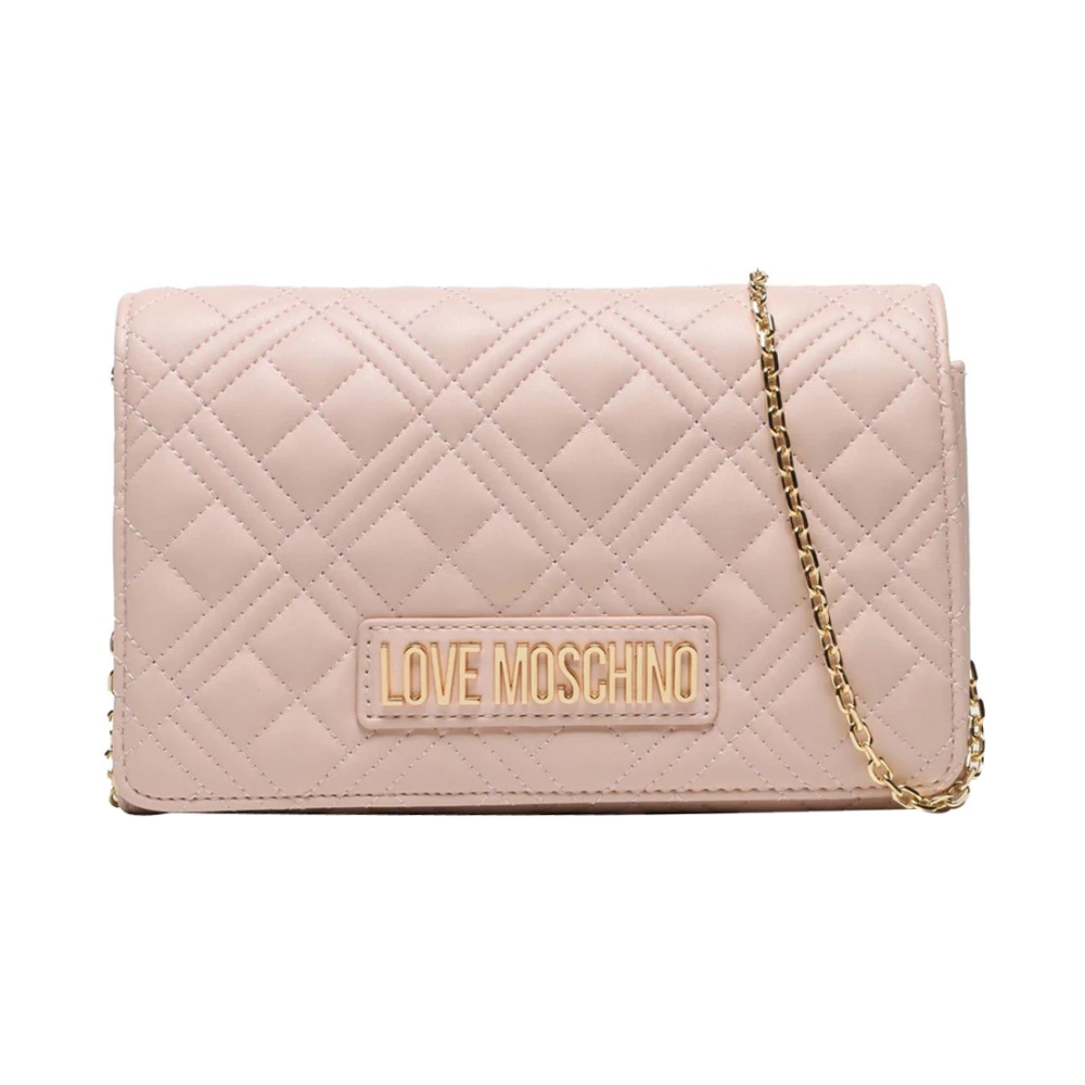 Love Moschino Quilted Pu Gouden Schoudertas Pink Dames
