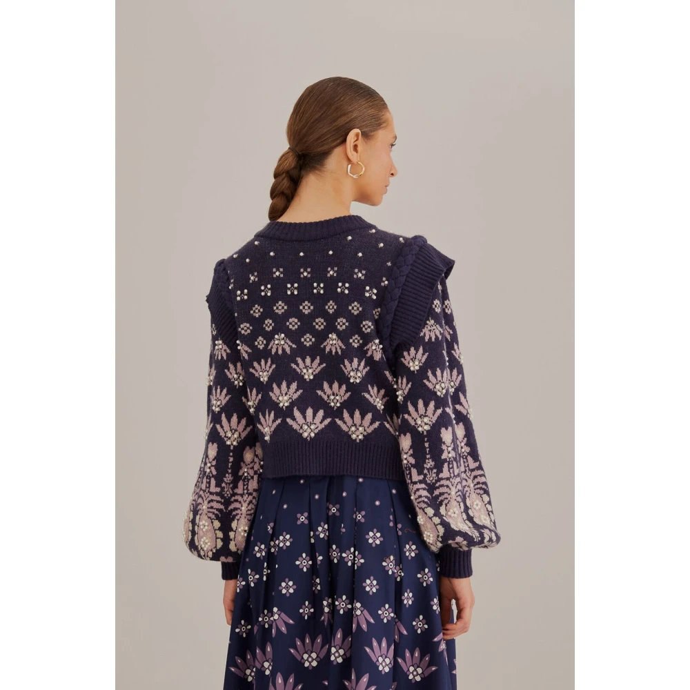 Farm Rio Gezellig Gebreide Trui Blue Dames