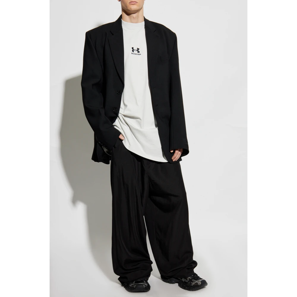 Balenciaga T-shirt met geborduurd logo Gray Heren
