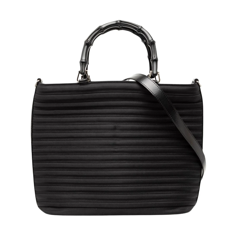 Gucci Vintage Kvinno Svart Vintage Dam, One Size, Pre-Owned Väska Med Plissering Och Handtag