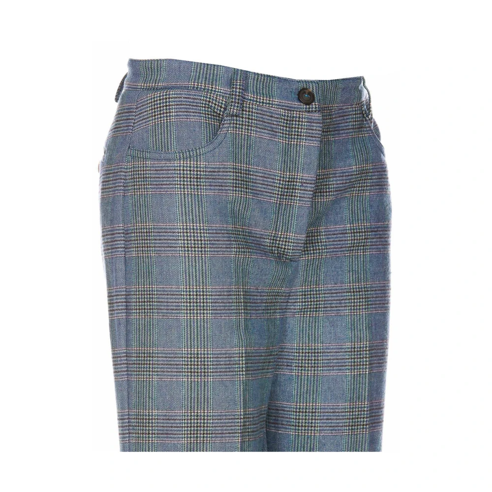 pinko Flare-fit wollen blend broek Prince of Wales Blue Dames