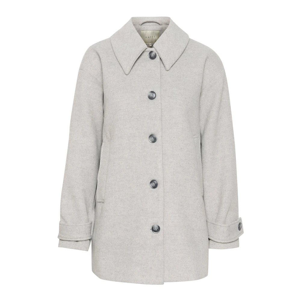Kaffe Grijze Melange Oversized Jas Gray Dames