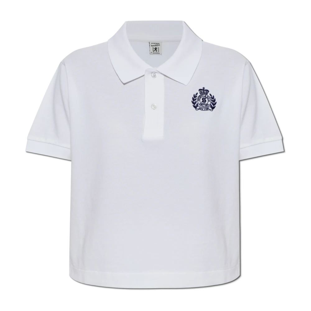 Sporty & Rich White Polo Shirts, Female, Xs, Ny Crest Pique Polo