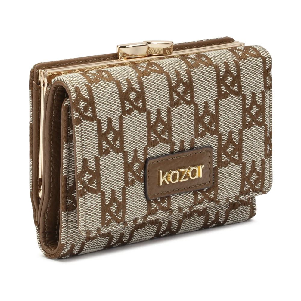 Kazar Compact patroon stoffen portemonnee Brown Dames