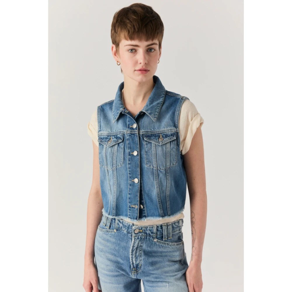 Roy Roger's Denim Gilet Jas Blue Dames