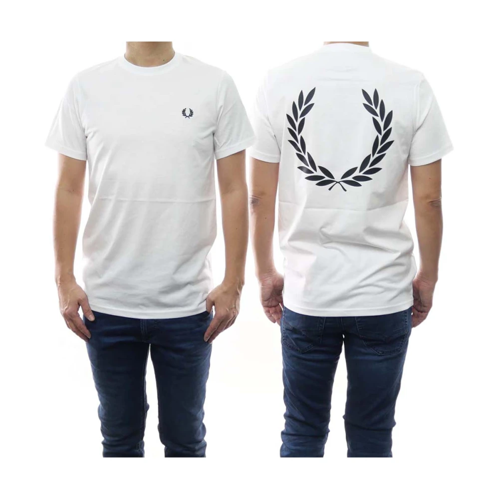 Fred Perry T-shirt met grafische print van lauwerkrans op de achterkant White Heren