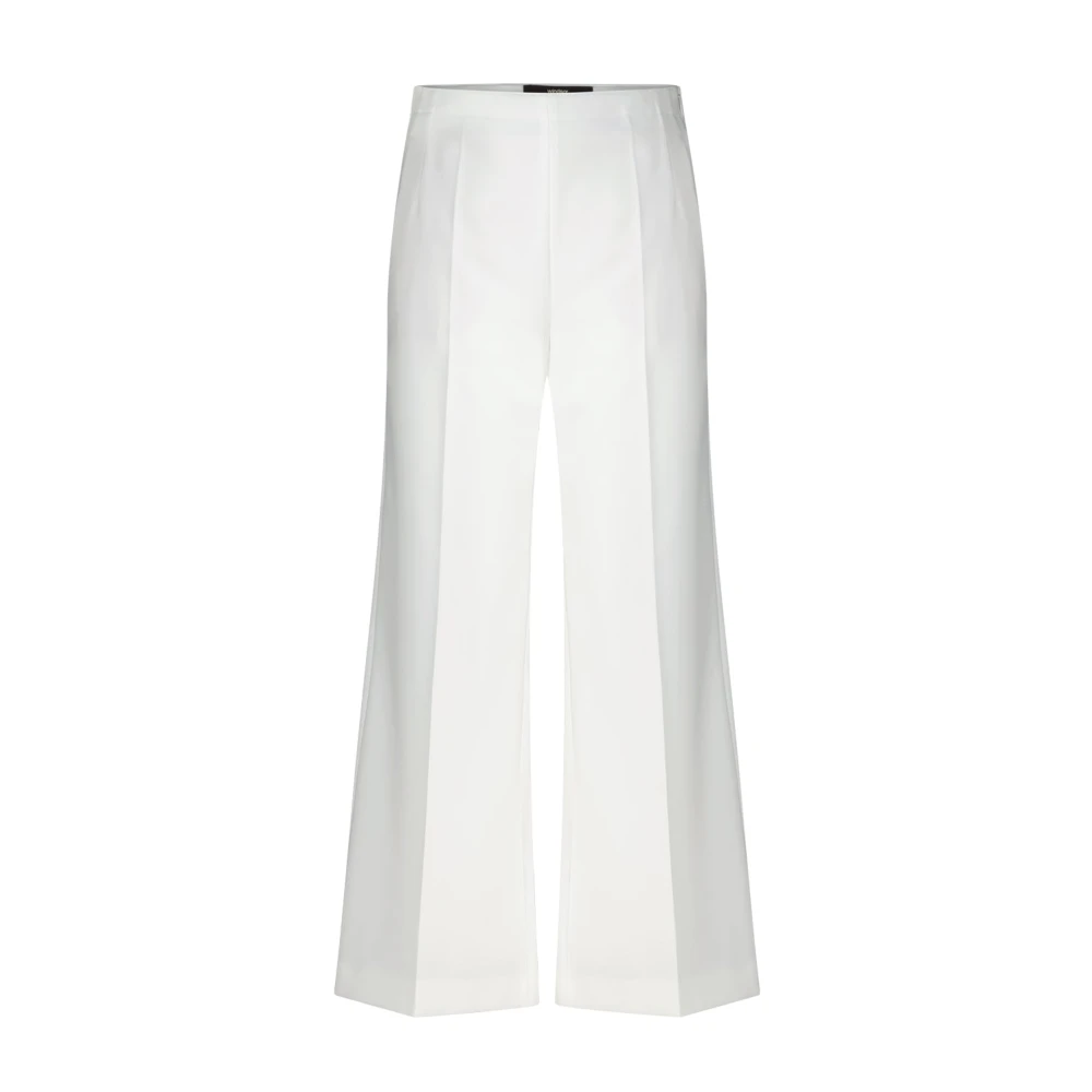 Windsor Women's White Wide Trousers, M, Elegant High-Waisted Wide Leg Trousers