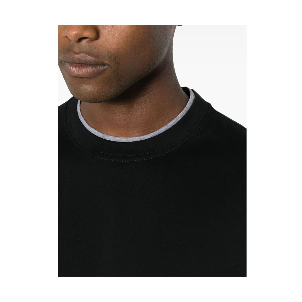 BRUNELLO CUCINELLI Zwart Katoenen Jersey Gelaagd T-shirt Black Heren