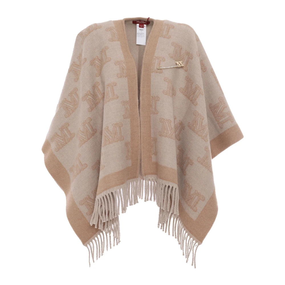Max Mara Studio Beige Poncho Jas Frinestd Stijl Beige Dames