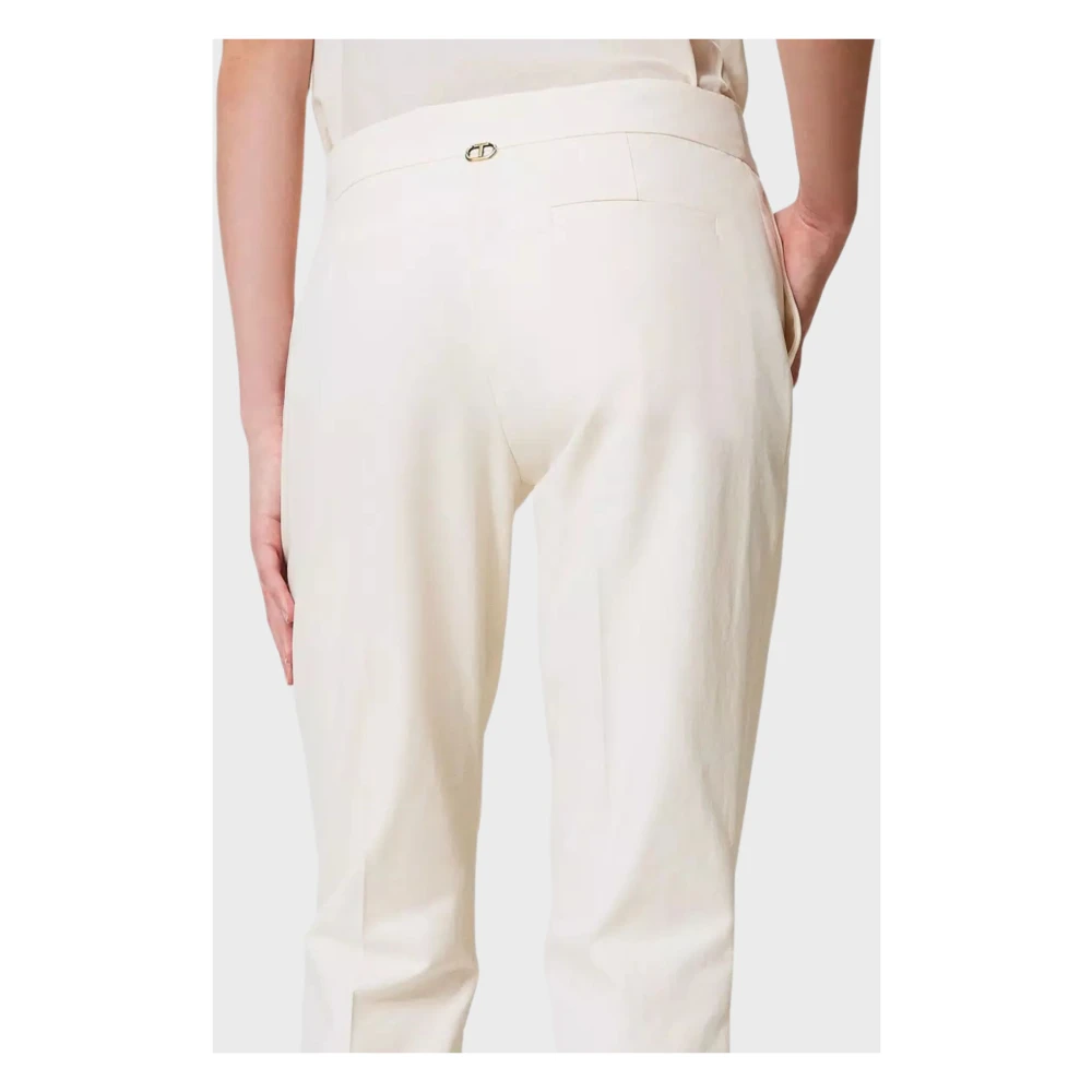Twinset Rechte pijp katoenmix gabardine broek White Dames