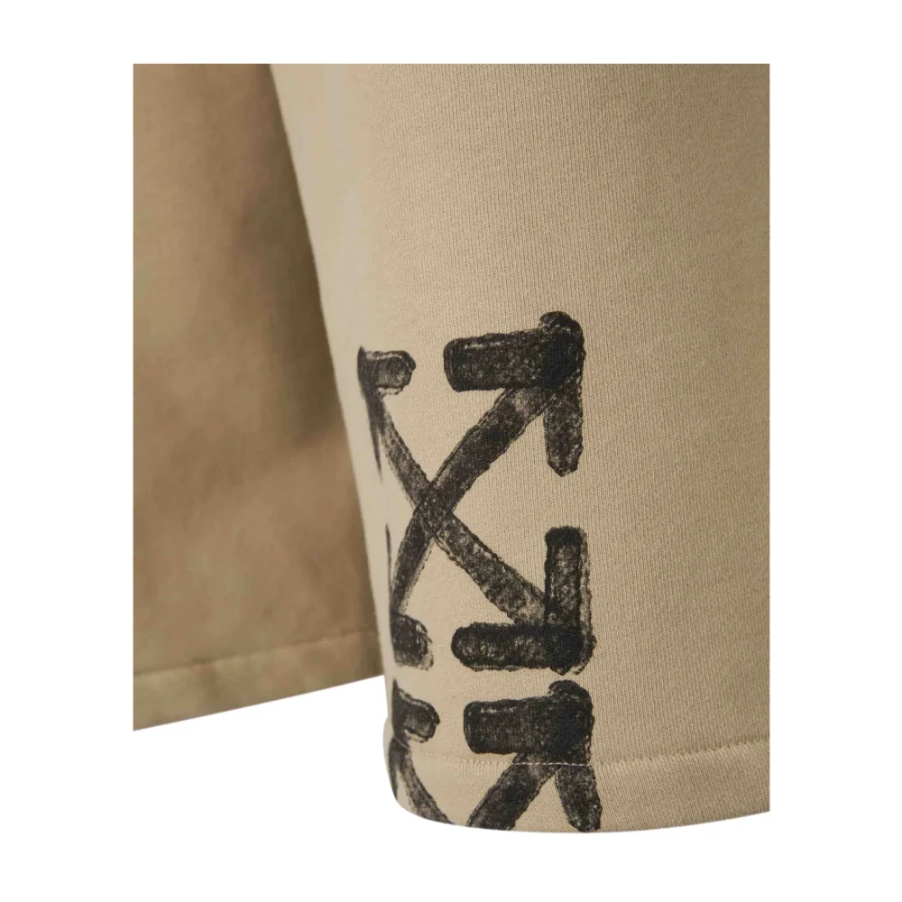 Off White Logo-print Track Shorts met Arrows Motif Beige Heren