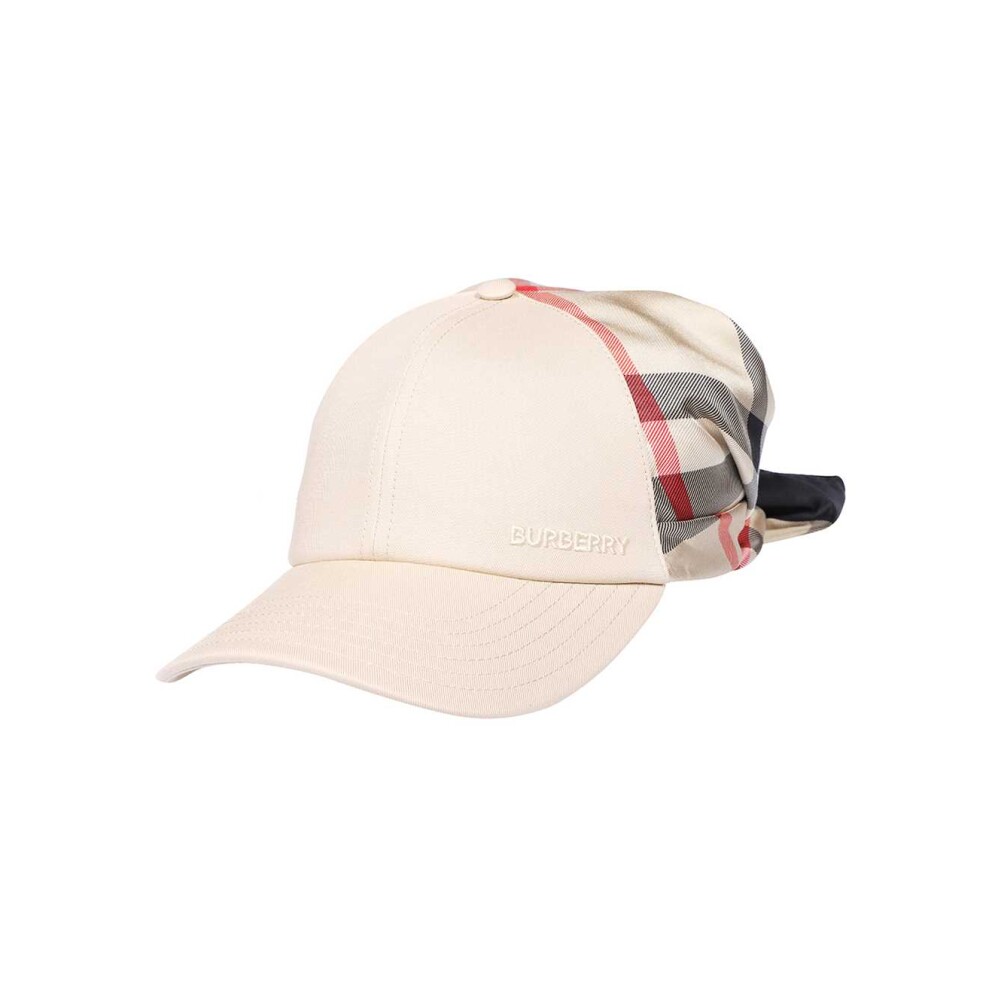 【関税&送料込】Burberry Embroidered Polyester Baseball Cap BURBERRY Cap Baseball M Polyester Beige Check Mens 8026929
