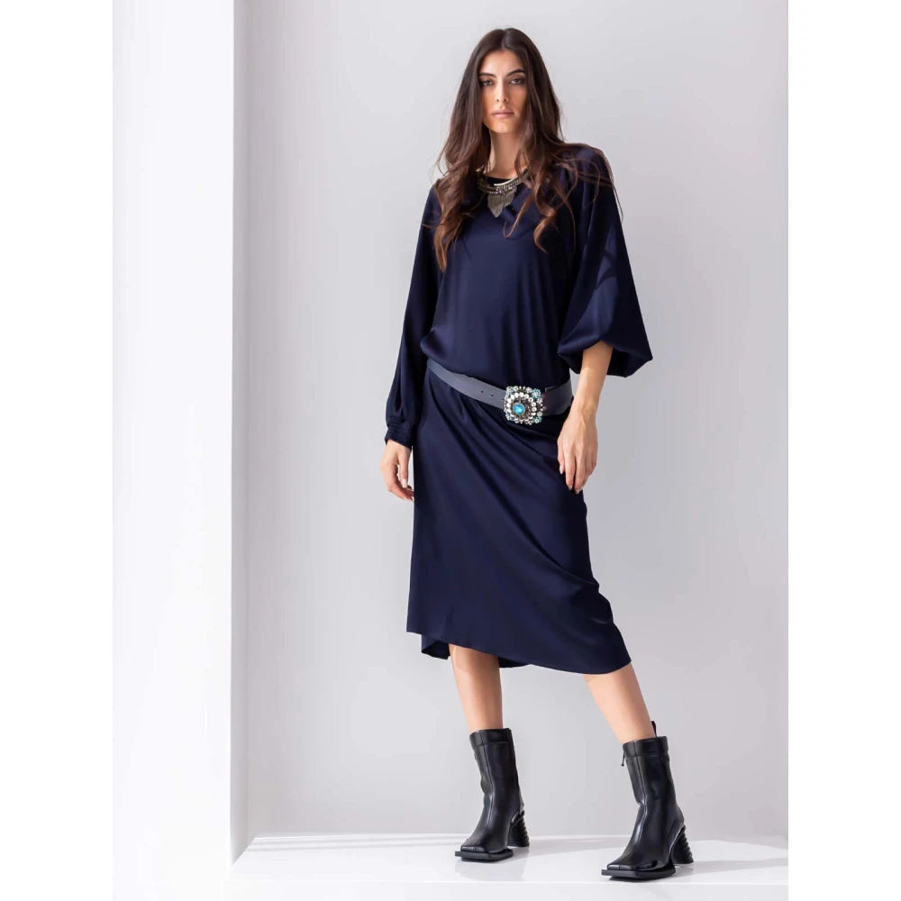 Beatrice .b Geplooide Schouder Maxi Jurk Blue Dames