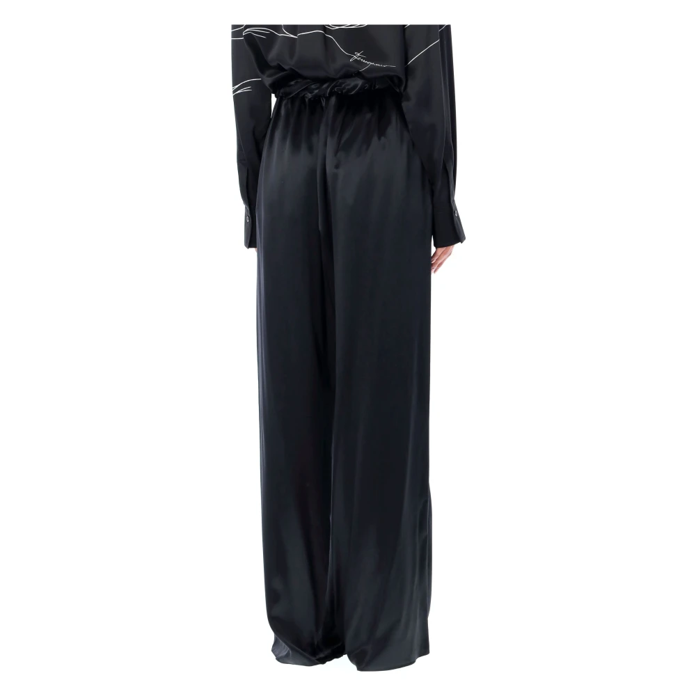 Salvatore Ferragamo Zwarte Satijnen Pyjamabroek Aw24 Black Dames