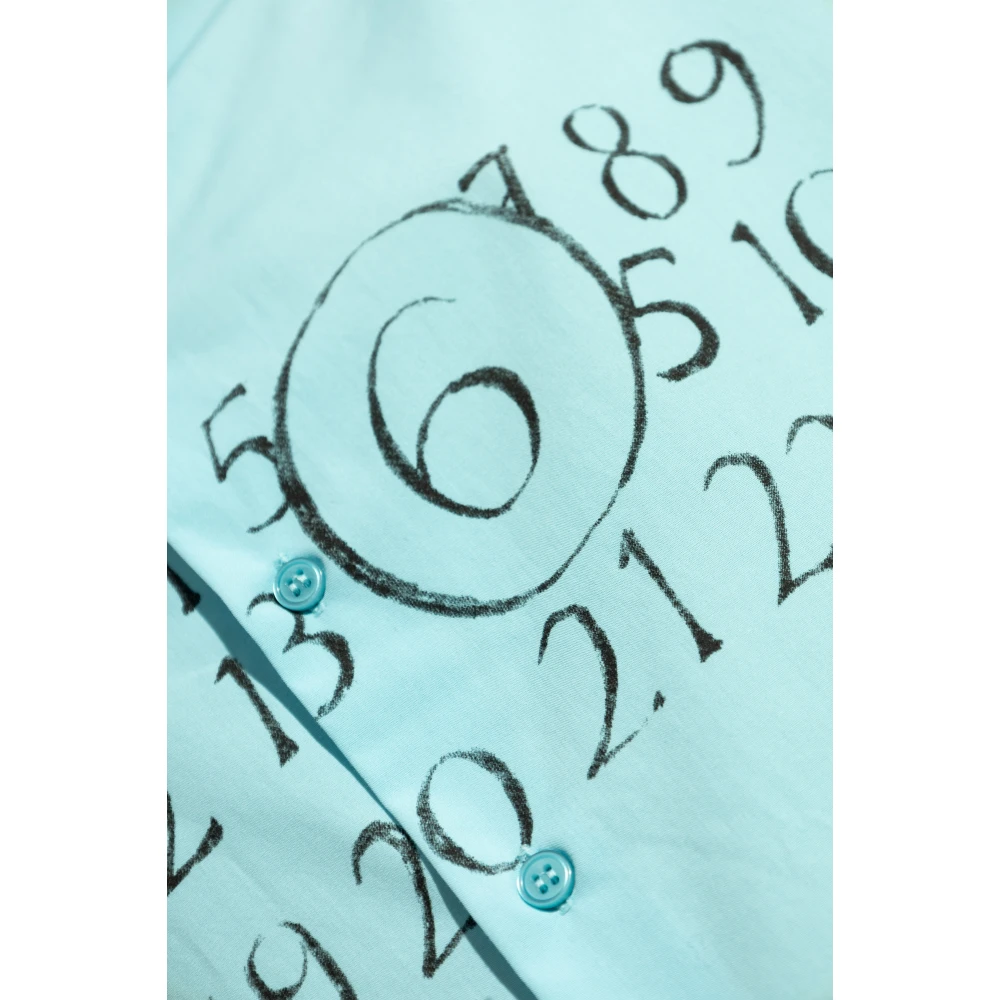 MM6 Maison Margiela Overhemd met bedrukt logo Blue Dames