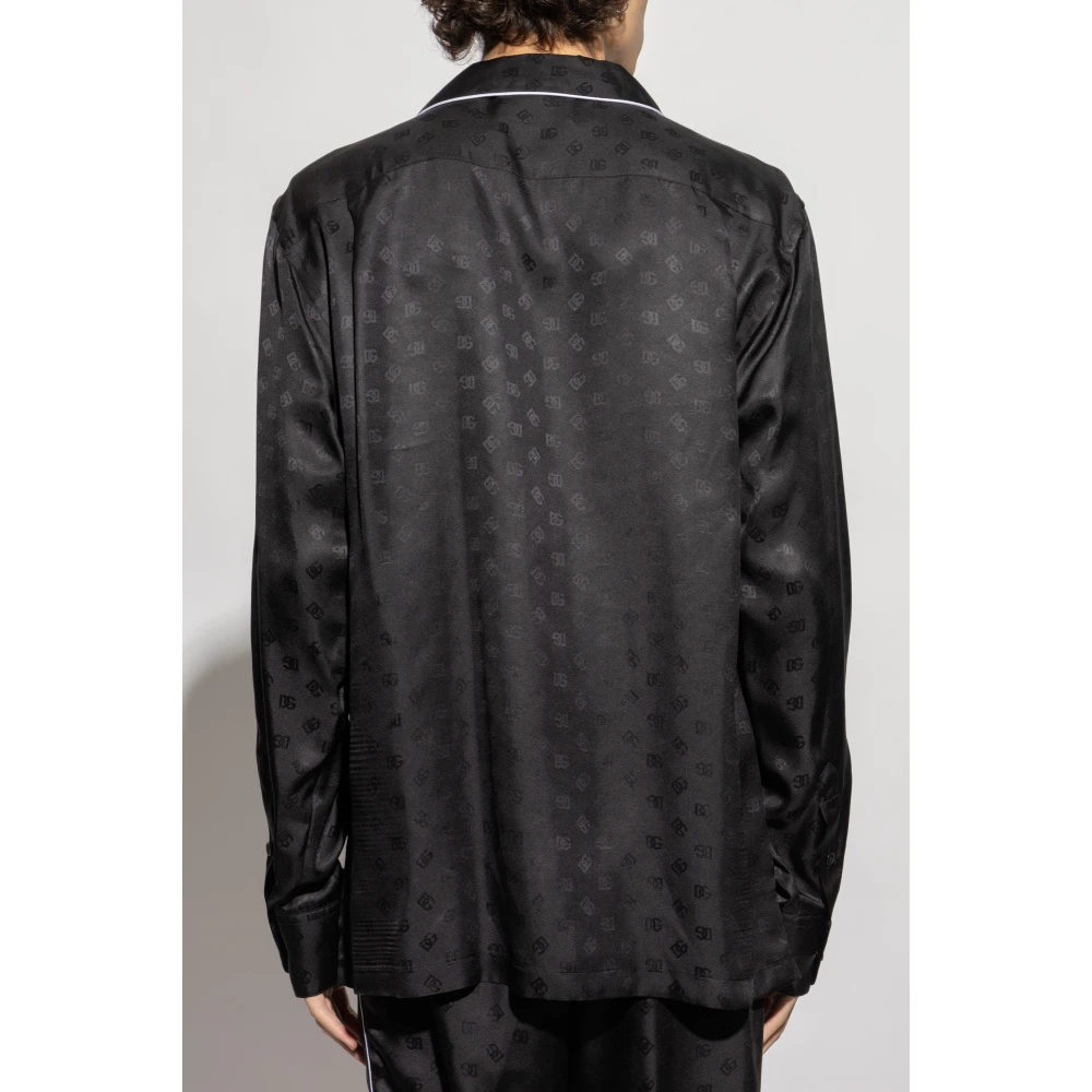 Dolce & Gabbana Zijden shirt met zak Black Heren