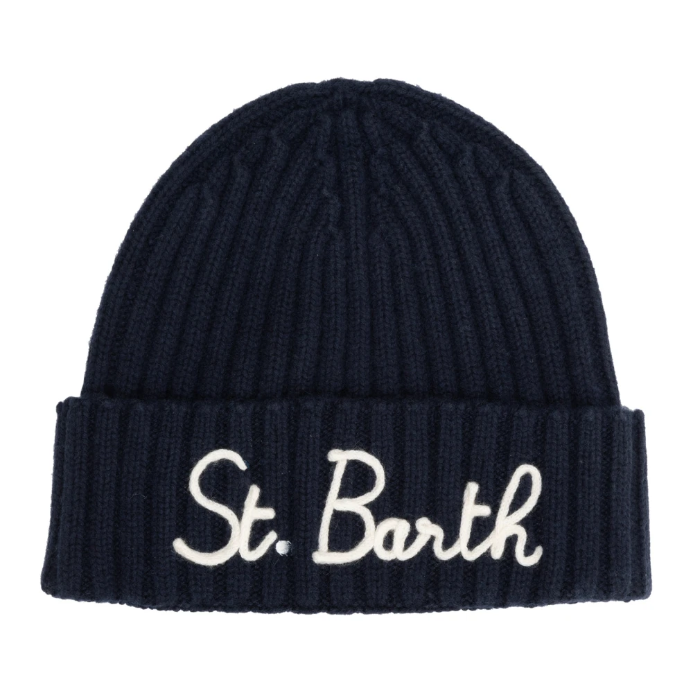 MC2 Saint Barth Effen Beanie met Logo Borduursels Blue Heren