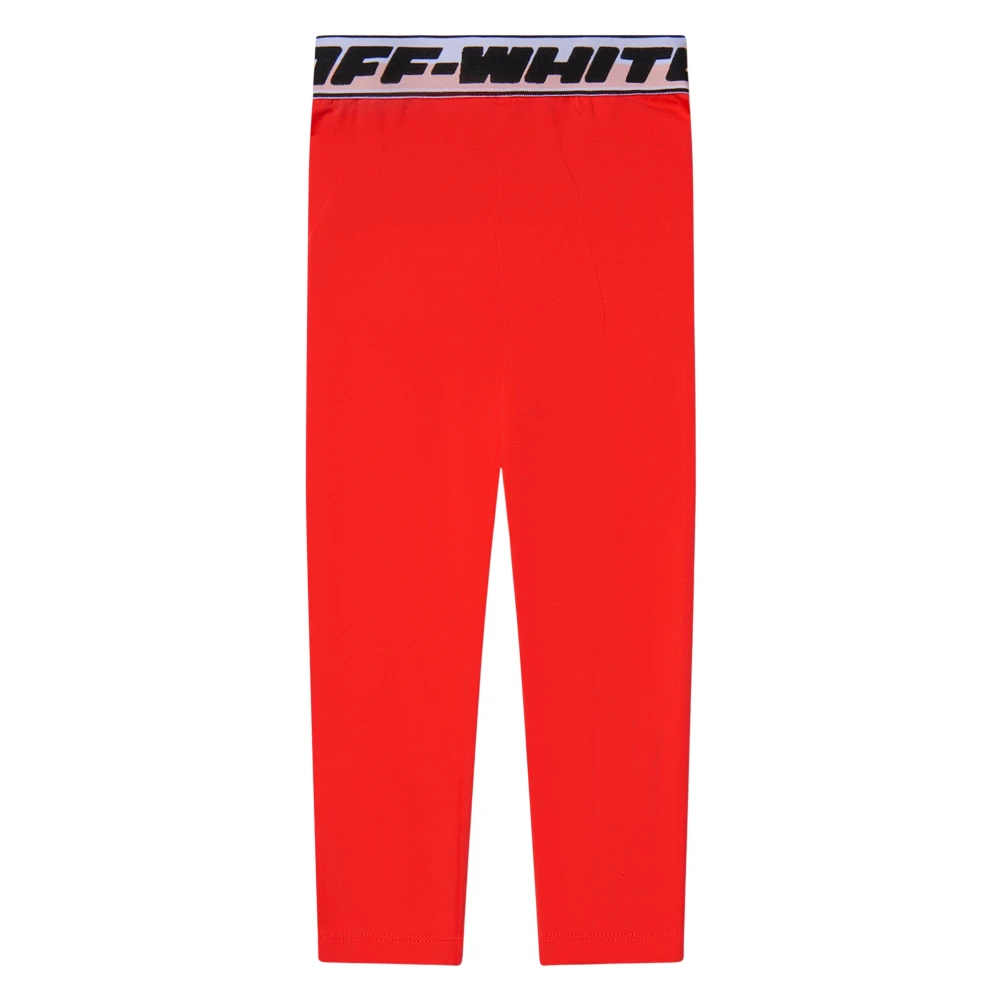 Off White , Leggings, Female, Red, 4 Y, Cotton Logo Band Leggings