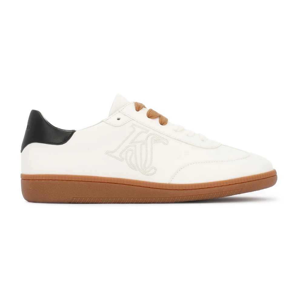 Kazar Studio Witte leren sneakers met zwarte hielkap Heren Schoenen