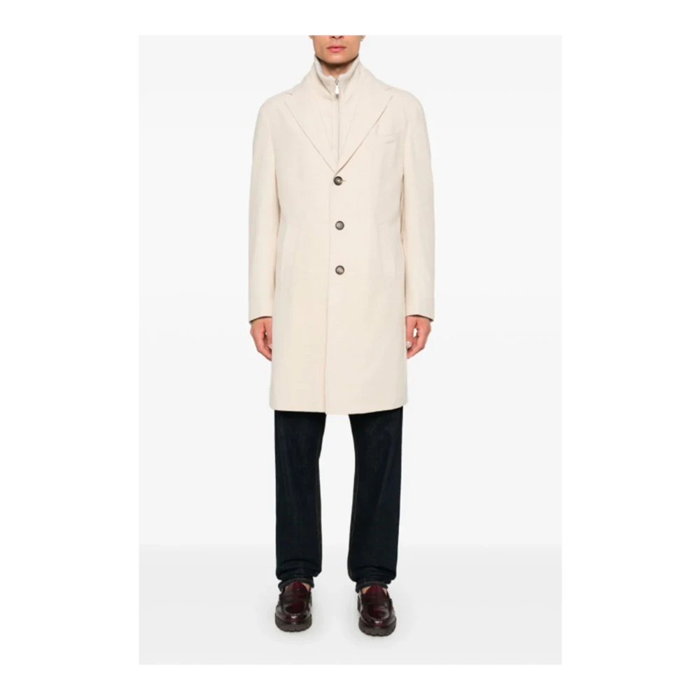 Eleventy Wollen jas met Mélange Effect Beige Heren