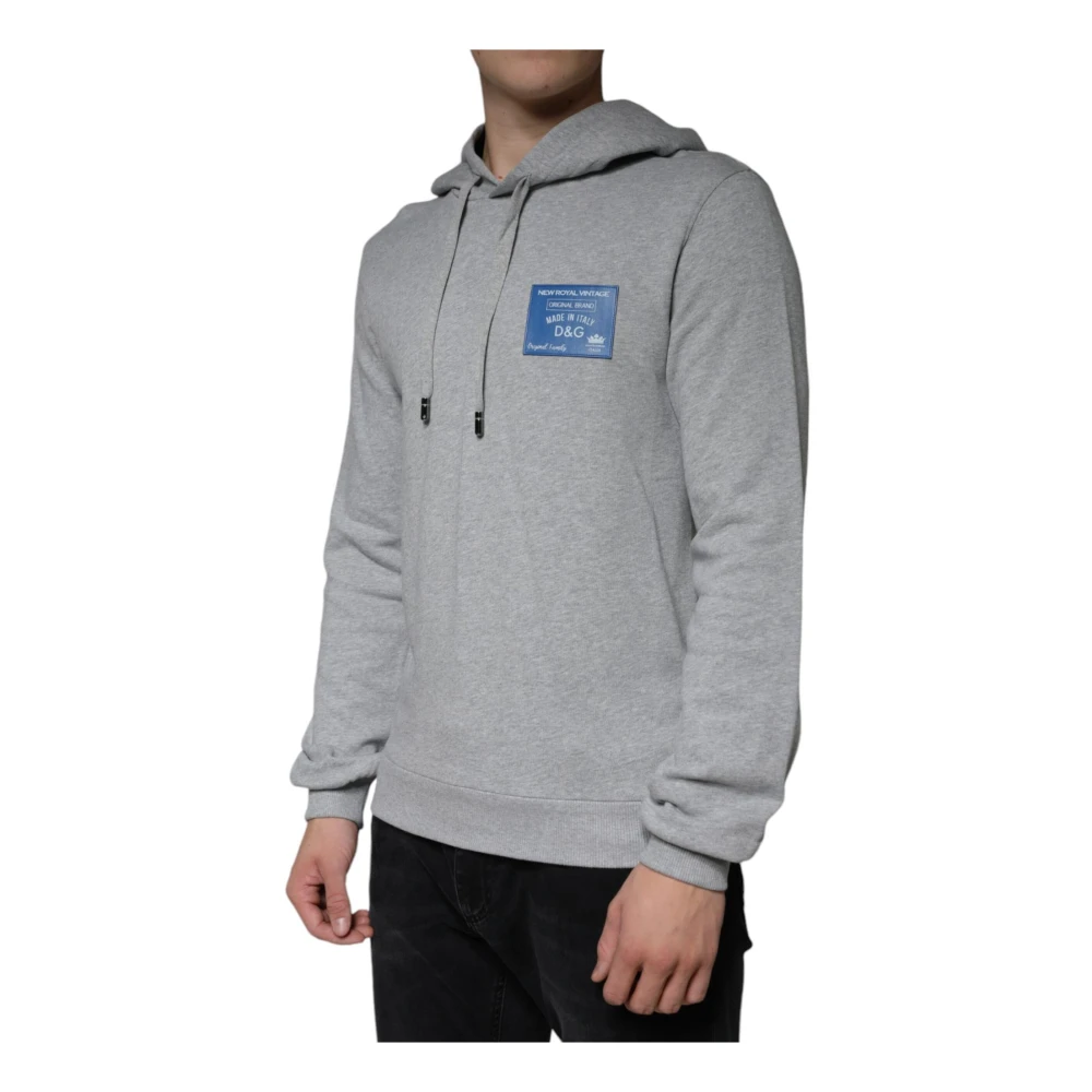Dolce & Gabbana Grijze Katoenen Logo Hoodie Gray Heren