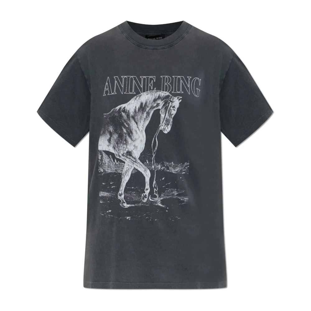 Anine Bing Women's Gray T-Shirts, S, Lili Tee Horse