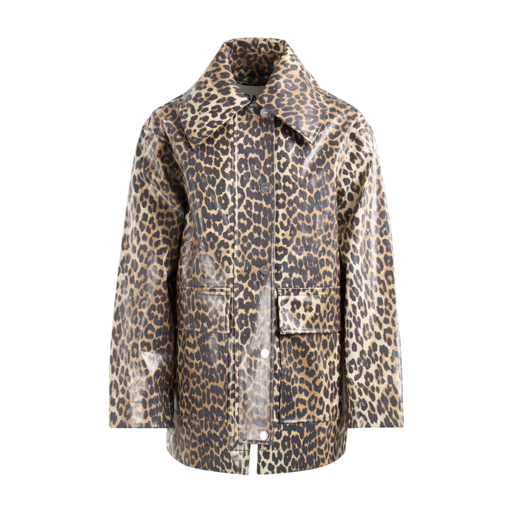 Ganni Women's Brown Light Jackets, S, Laminared Cotton Canvas Jacke