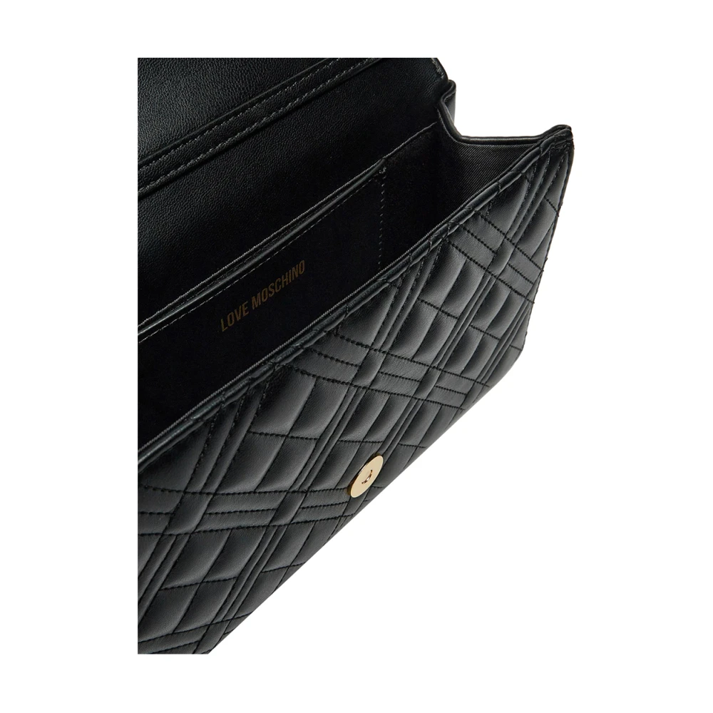 Moschino Zwarte schoudertas met gouden details Black Dames