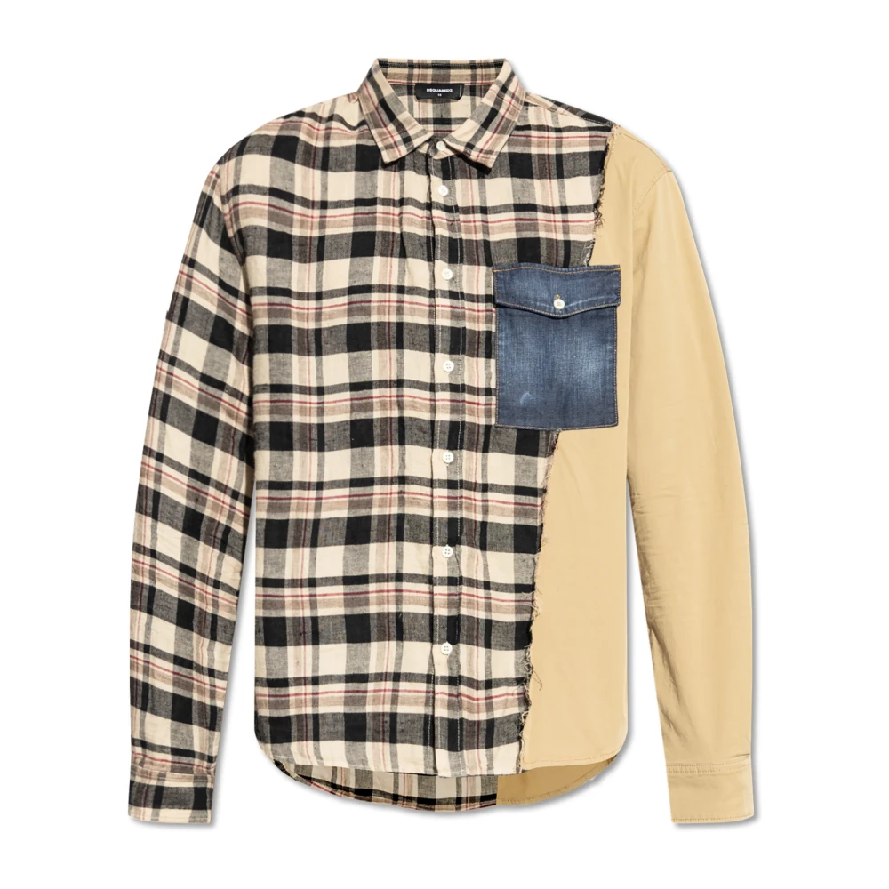 Dsquared2 Shirt gemaakt van gecombineerde materialen Beige Heren