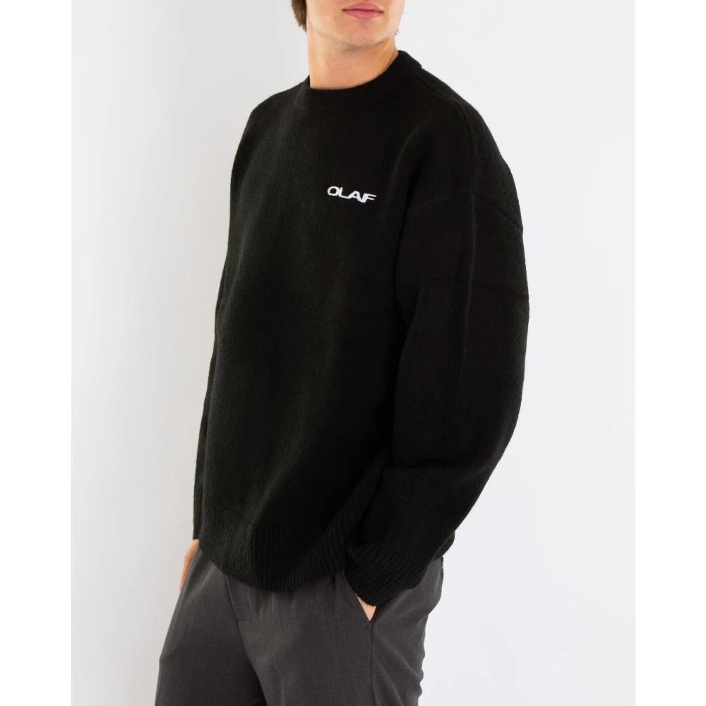 Olaf Hussein Gebreide Crewneck Trui Black Heren