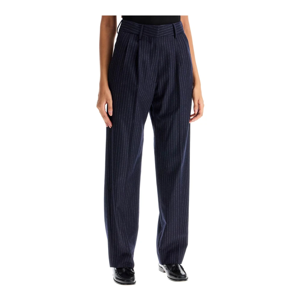 Blazé Milano Hoge Taille Pinstripe Wollen Broek Blue Dames