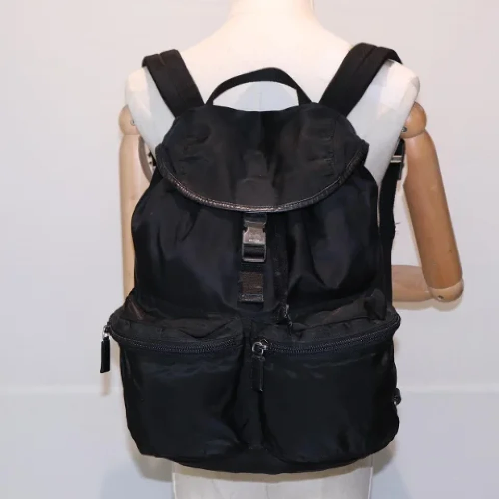 Prada Vintage Pre-owned Fabric backpacks Black Dames