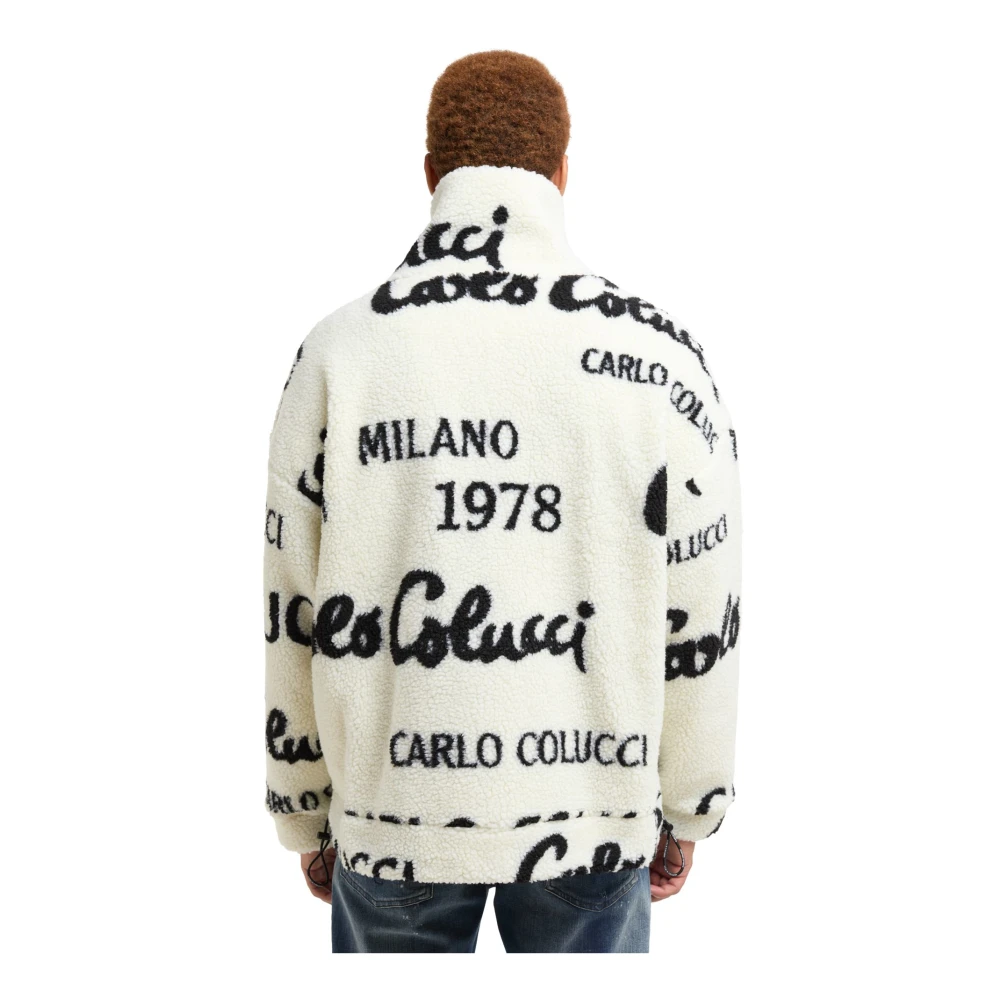 carlo colucci Teddy Fleece Jack met Merkdetails Beige Heren