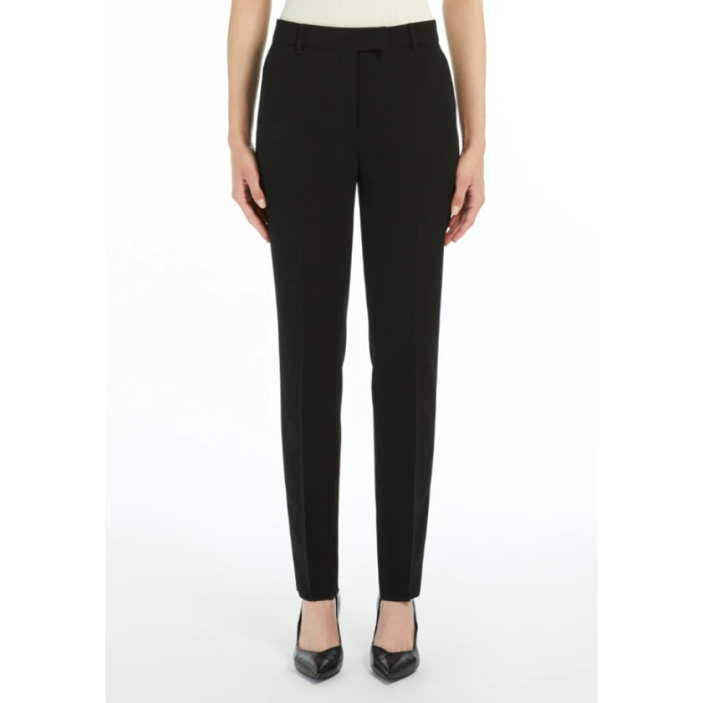Max Mara Zwarte Straight-Fit Broek met Plooidetail Black Dames