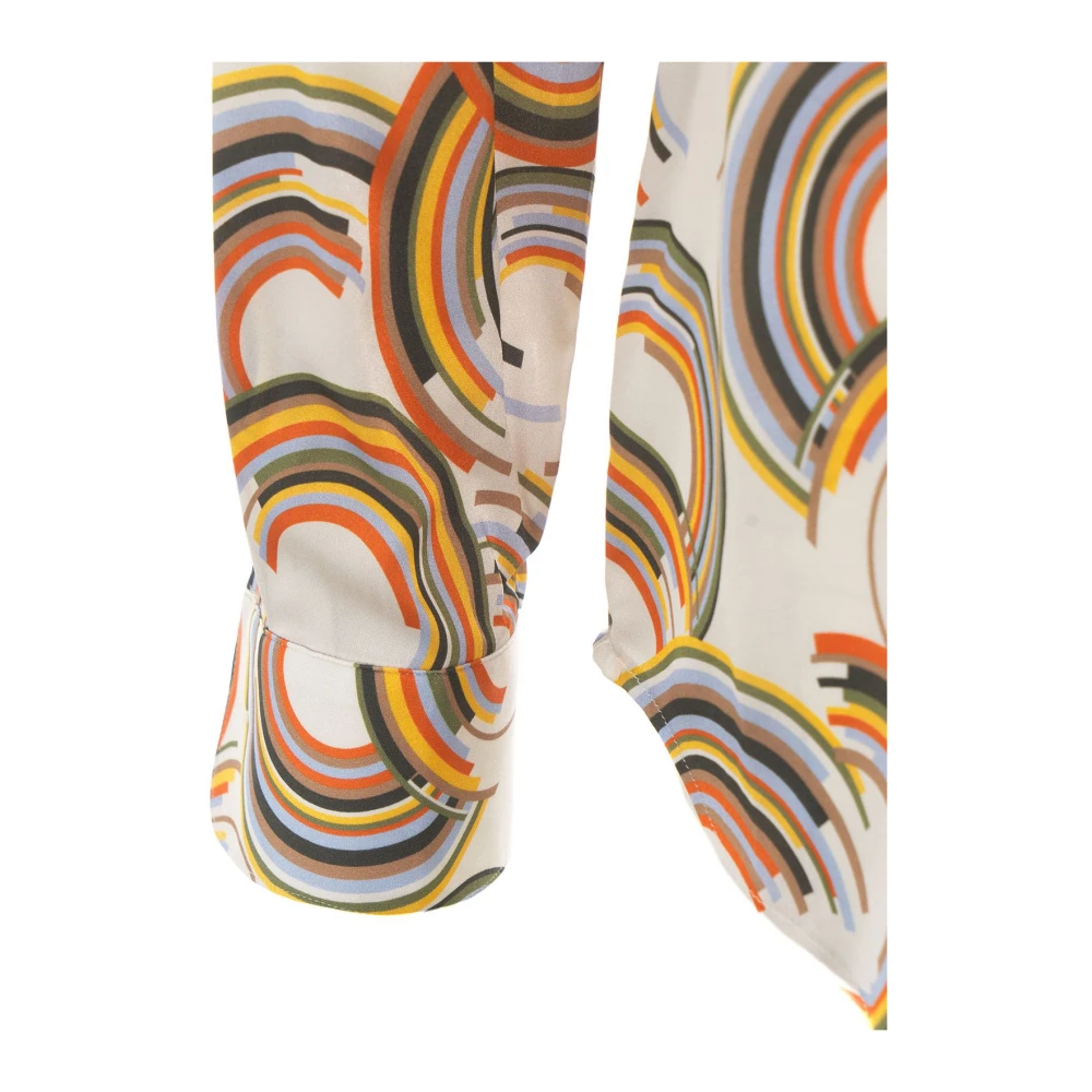 Himon's Chic White Retro Print Shirt Multicolor Dames