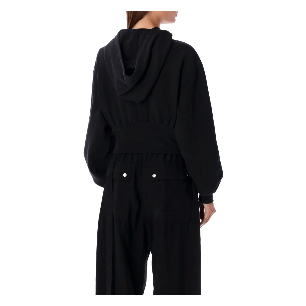 Rick Owens Zwarte Gebreide Hoodie Black Dames