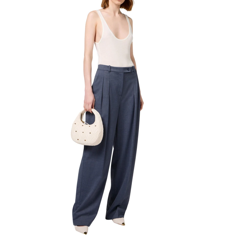 Elisabetta Franchi Blauwe Palazzo Broek Elegant en veelzijdig Blue Dames