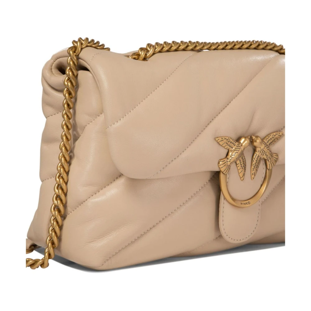 pinko Beige Leren Love Birds Tas Pink Dames