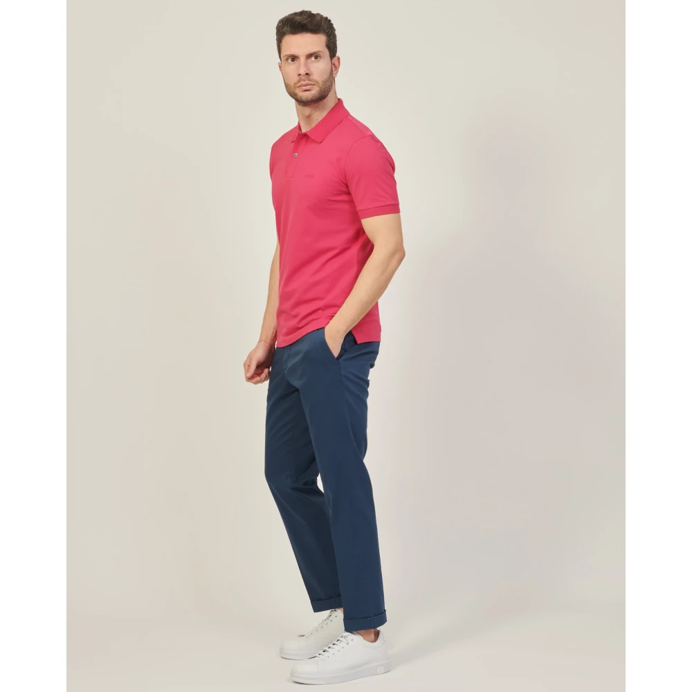 Boss Roze Polo Shirt Pima Katoen Piqué Pink Heren