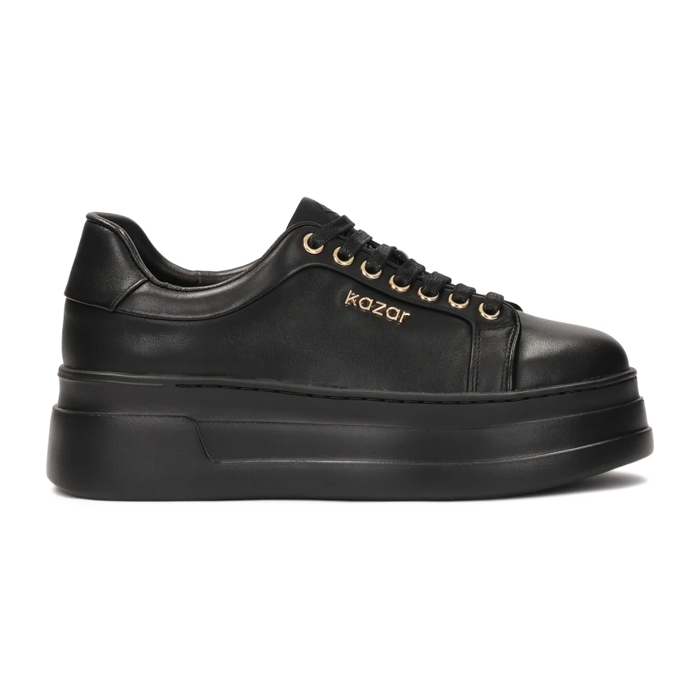 Kazar Leren sneakers op een dikke rechte zool Dames Schoenen Zwart