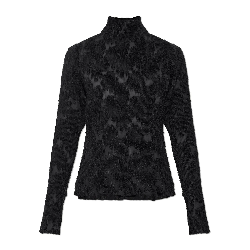 Ganni Donna Nero Turtleneck In Fil Coupe - Size 38 - Immagine 3