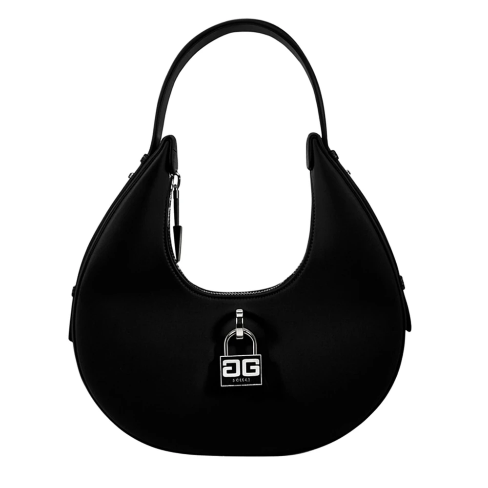 Gaëlle Paris Women's Black Hobo Handbag Lock Logo