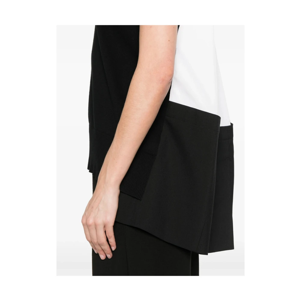 Sacai Zwarte Box-Pleat Sweater met Achtersplit Black Dames