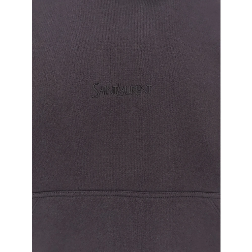 Saint Laurent Geborduurde katoenen sweatshirt met capuchon Gray Heren