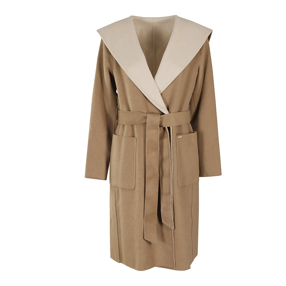 Michael Kors Wollen Wrap Jas met Capuchon Brown Dames
