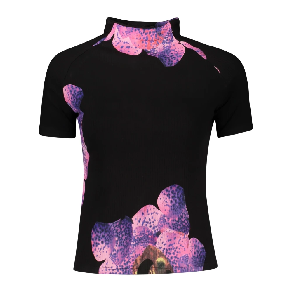 Desigual Damen Schwarz Bedrucktes T-Shirt Lacroix, Viskose, L - Bild 5