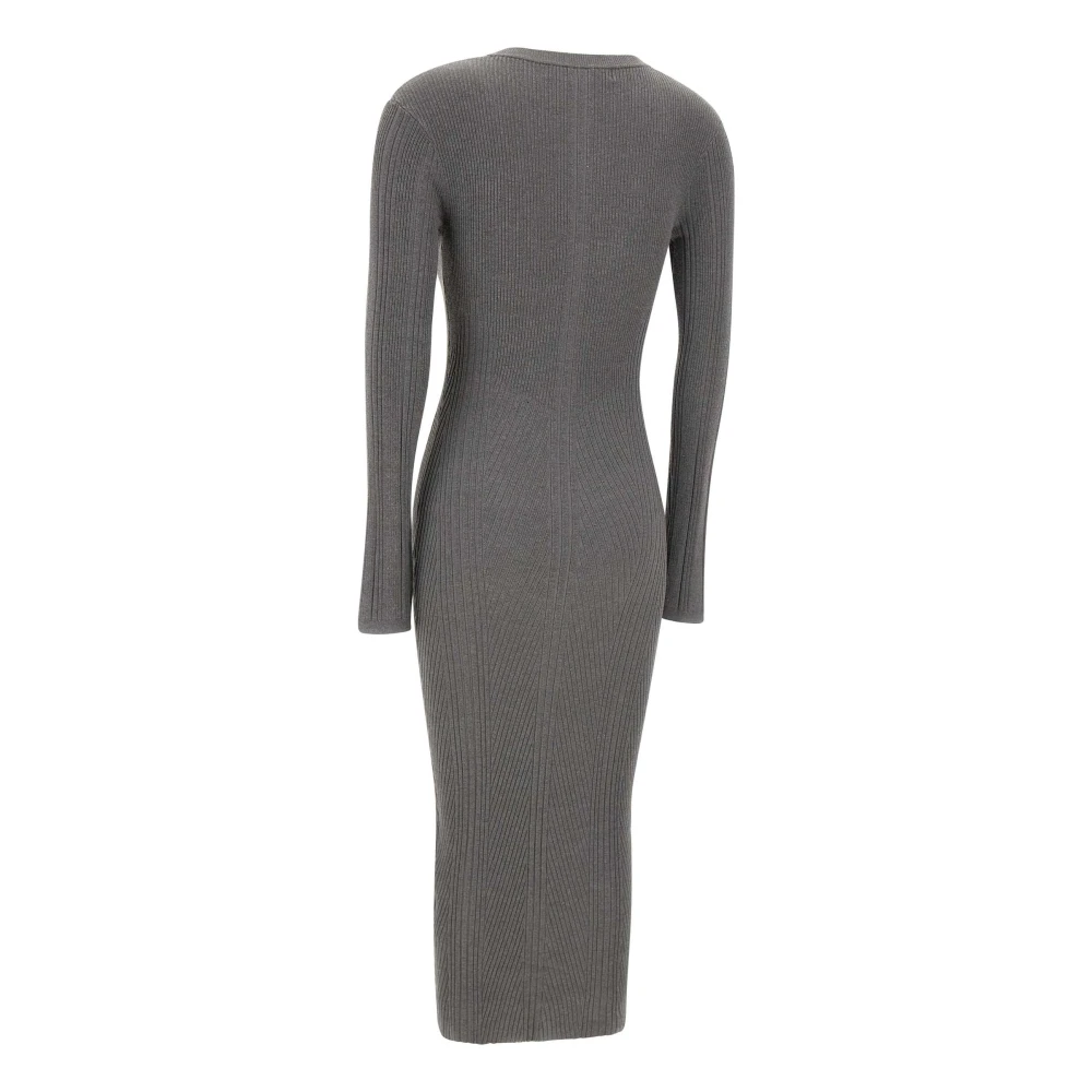 Remain Birger Christensen Geribbelde Grijze Midi Jurk Gray Dames